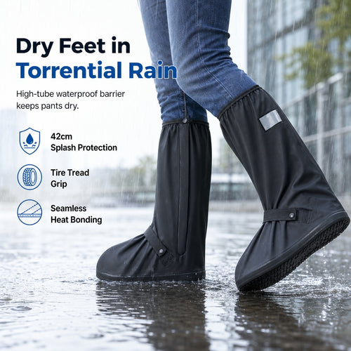 🌧️✨ LIMITED-TIME 50% OFF! Waterproof High-Top Rain Shoe Covers — Non-Slip, Reflective, 42cm Tall 👟
