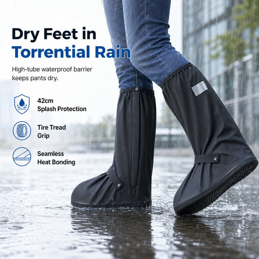 🌧️✨ LIMITED-TIME 50% OFF! Waterproof High-Top Rain Shoe Covers — Non-Slip, Reflective, 42cm Tall 👟
