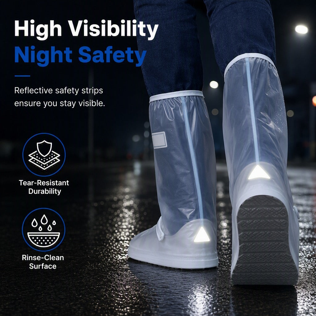 🌧️✨ LIMITED-TIME 50% OFF! Waterproof High-Top Rain Shoe Covers — Non-Slip, Reflective, 42cm Tall 👟
